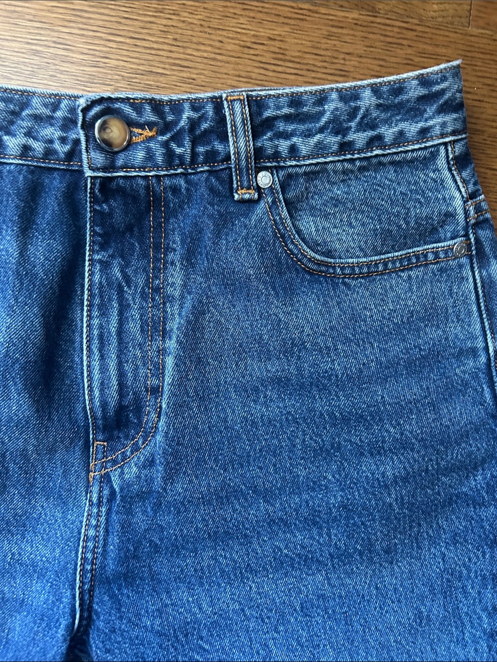 Ganni Women’s Indigo Blue Straight Jeans with Back Pocket Logo Size 31 cropped - Picture 7 of 9